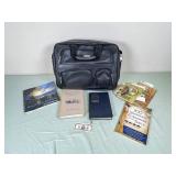 Black Briefcase with Assorted Books