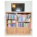 Wooden Bookshelf with Fold-Down Doors