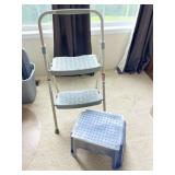 Two-Step Ladder and Small Plastic Stool