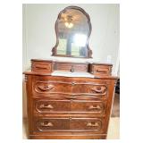 Wooden Dresser with Mirror and Marble Top