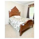 Carved Wooden Full-Size Bed Frame