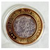 Whiskey Pete's $10 Silver Gaming Token