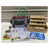 Fishing Gear Lot with Tackle Boxes and Lures