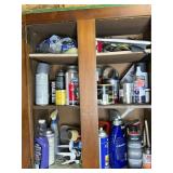 Wooden Cabinet With Assorted Supplies