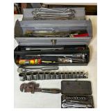 Metal Toolbox With Mixed Tools and Accessories