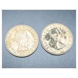 Two British Pennies, 1963 and 1964