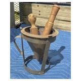 Metal Strainer with Wooden Pestles