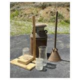 Rustic Metal Milk Can with Accessories