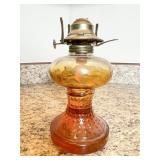 Amber Glass Oil Lamp with Metal Burner