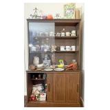 Wooden Hutch with Glass Display Cabinet