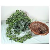 Artificial Ivy Garland and Wicker Basket