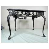Ornate Wrought Iron Glass-Top Table