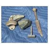 Metal Items and Rocks Collection