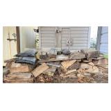 Stacked Firewood With Cement Blocks