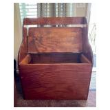 Wooden Storage Bench with Hinged Lid