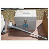 metal file box, horn