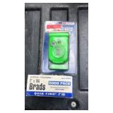 A box of 2 in brads, luggage locking strap