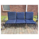 3-piece lightweight wrought iron sofa…..71-1/2 x 24-1/2 x 13-1/2 tall to seat (31-1/2 tall overall)…..needs repainted and cushions cleaned