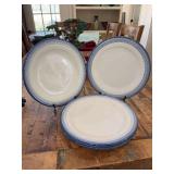 Set of (4) Williams Sonoma Blue Beaded Band 10-3/4” Dinner Plates…..made in Italy