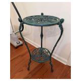 Lightweight wrought iron plant stand with green grapevine patina-like finish…..14-1/2”D x 29” tall