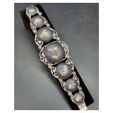 Vintage sterling Siam Niello dancers necklace…..55 grams