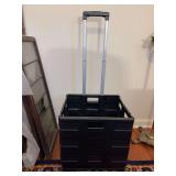 Black collapsible rolling utility cart…..perfect for transporting all your auction treasures…..16-3/8 x 14-1/2 x 16 tall