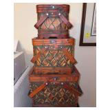 Set of (3) staggered size decorative baskets