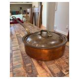 Williams-Sonoma France 10” heavy lidded copper frying pan with brass handle….needs polished