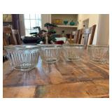Set of (4) vintage Anchor Hocking Ribbed Refrigerator Bowls with Lids…..4-1/2”D x 3-1/4” tall