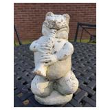 Concrete frog playing clarinet…..13” tall….marked Milwaukee Concrete