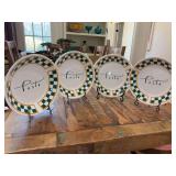 Set of (4) Certified International 9-1/4” Green and White Checked Pasta Bowls…..matching serving bowl is Lot 348KIT