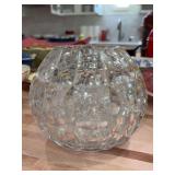 Crystal clear glass rose bowl with clear glass marbles