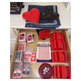 Contents of drawer - playing cards and other supplies