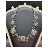Vintage sterling Siam Niello dancers necklace…..55 grams