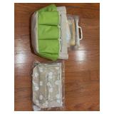 Lightweight canvas-like bag with cross stitch and embroidery supplies and a set of 3 NEW canvas-like cosmetic bags