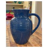 Le Creuset Heritage Blue Stoneware 2 Qt Pitcher…..9” tall…..inside needs cleaned