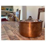 Williams-Sonoma France heavy lidded copper 6-3/4” sauce pan with brass handle….needs polished