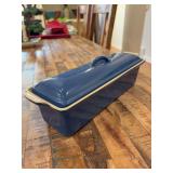 Le Creuset (32) Blue Cast Enamel Pate Terrine Loaf Pan with Lid…..13-3/4 x 4-1/4 x 3 tall