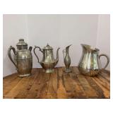 (4) pieces of vintage pewter…..there are a couple of dents in 2 on far left