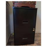 2-drawer metal filing cabinet…..14-1/4 x 18 x 24-1/2 tall…..comes with key