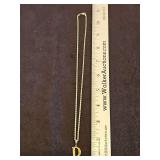 18" 417/10k gold necklace w/10k gold "D" pendant 2.3 total grams...
