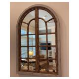 UPDATED DIMENSIONS - Rustic Windowpane Arch Mirror, featuring a distressed wood frame styled like a farmhouse window…..34 x 51-3/4 tall