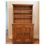 Antique handcrafted oak hutch with pie safe at bottom…..41-1/4 x 18-3/4 x 75-1/2 tall….it is all one piece