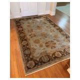 Genuine Hand Woven Oriental Rug - #343821-457 - Oushak style - 6’ x 8’10” - light blue/brow￼n - 100% wool - Made in India