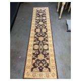 Nice looking wool runner in shades of gold, brown, gray…..30” x 115” - in good condition