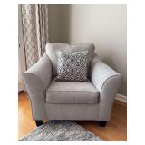 Ashley Furniture Kestrel chair in a gray-tone soft fabric…..43-1/4 x 22-1/2 x 19-1/2 tall to seat (34-1/2 tall overall)