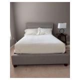 Queen size bed with wraparound gray bed frame, Beautyrest Medium Firm mattress (box springs is included and is in garage) and all linens…..MUST TAKE ALL….other items pictured are NOT included