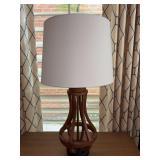 Great looking wood base lamp with white linen-like shade - purchased from Hobby Lobby - 25” tall….working condition