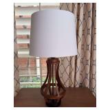 Great looking wood base lamp with white linen-like shade - purchased from Hobby Lobby - 25” tall….working condition