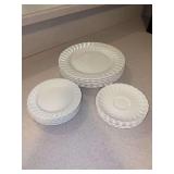18 pieces of Johnson Brothers swirl pattern ironstone dinnerware - 6 dinner plates, 6 dessert plates and 6 saucers